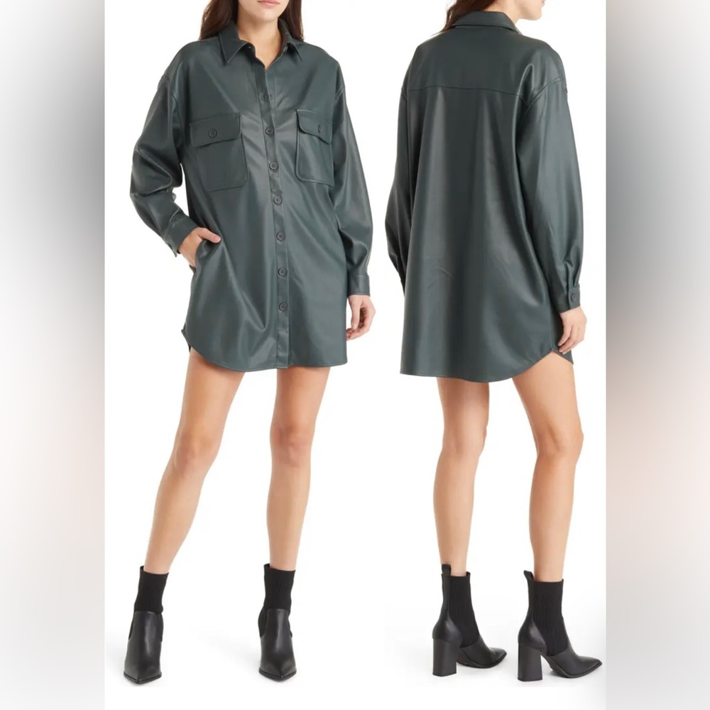 STEVE MADDEN LEATHER SHIRT DRESS